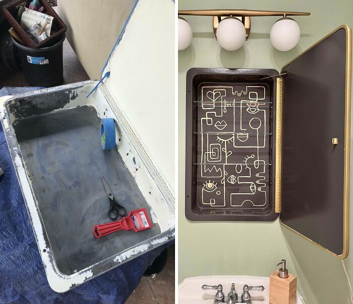 Turned a Rusty 50s Medicine Cabinet Into a Fun Bathroom Accent