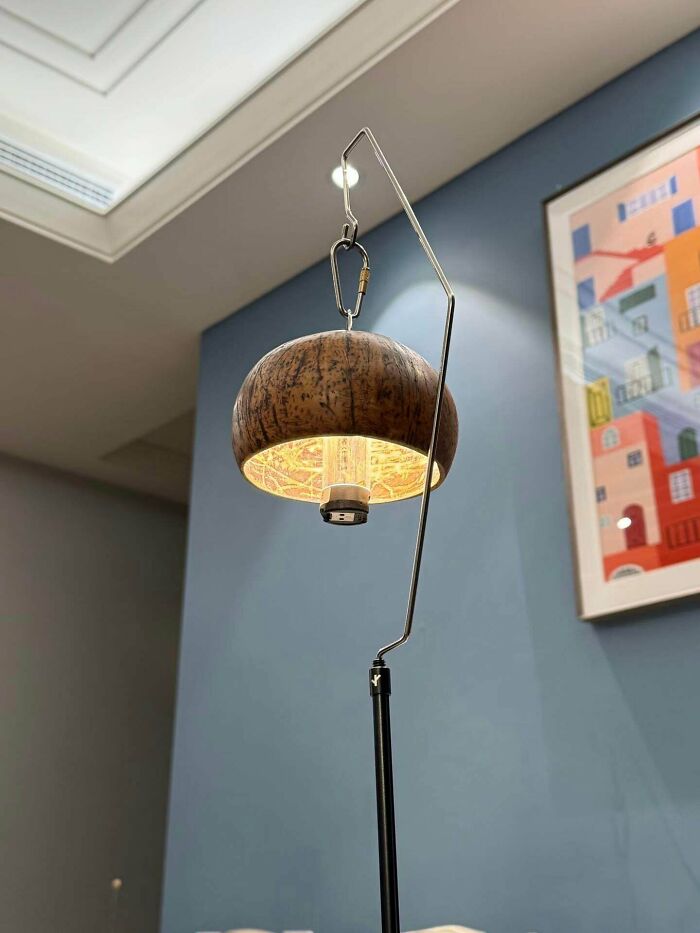 Crafted a Lampshade for Camping Light Out of a Coconut Shell — Pretty Cool, Right?
