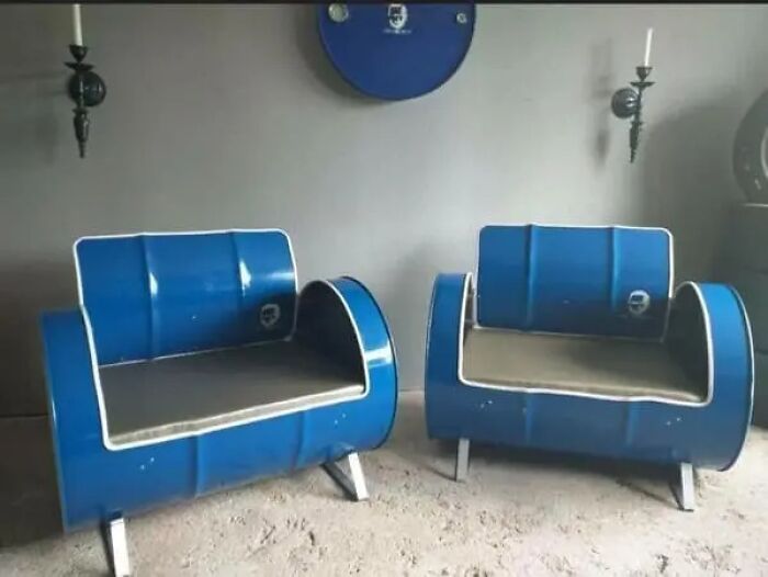 Vintage Oil Drum Chair (Take A Seat, But Watch Your Clothes)