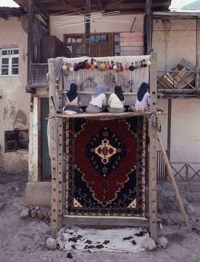 Ladies Making Persian Carpets Like Pros in 1989