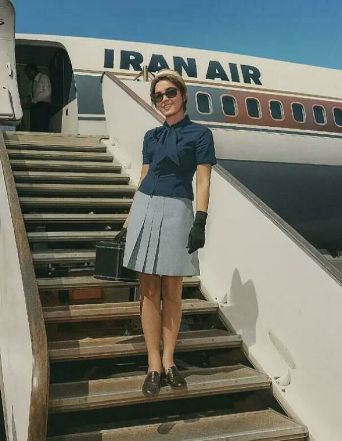Iran Air Flight Attendant Striking A Pose in the Early ’70s