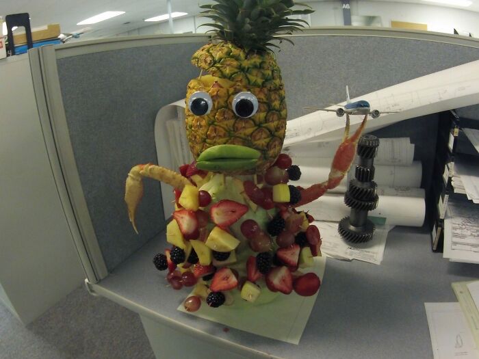 Made A Food Monster for Work Potluck. Needed Wine to Finish It!