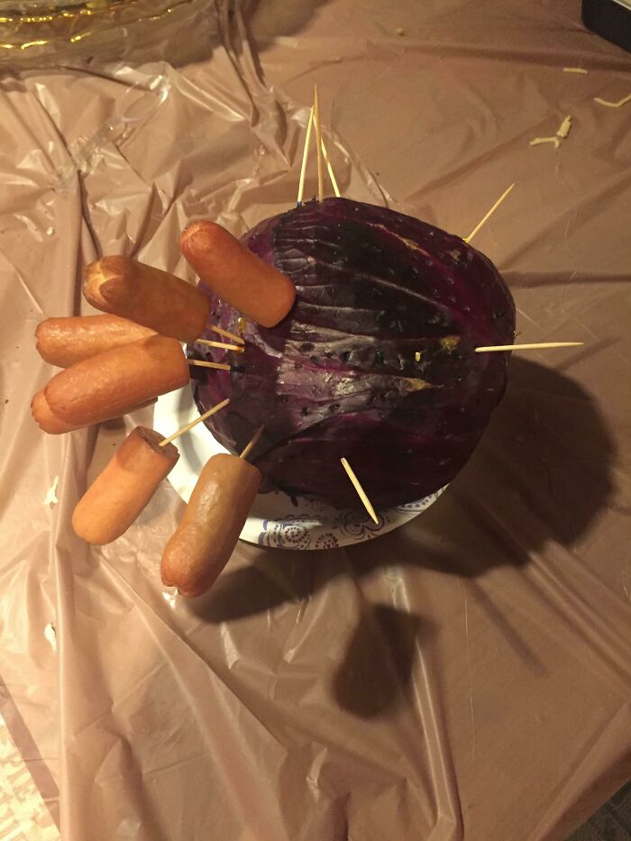 Boiled Hot Dogs Nestled in Red Cabbage? Grandma’s Potluck Special