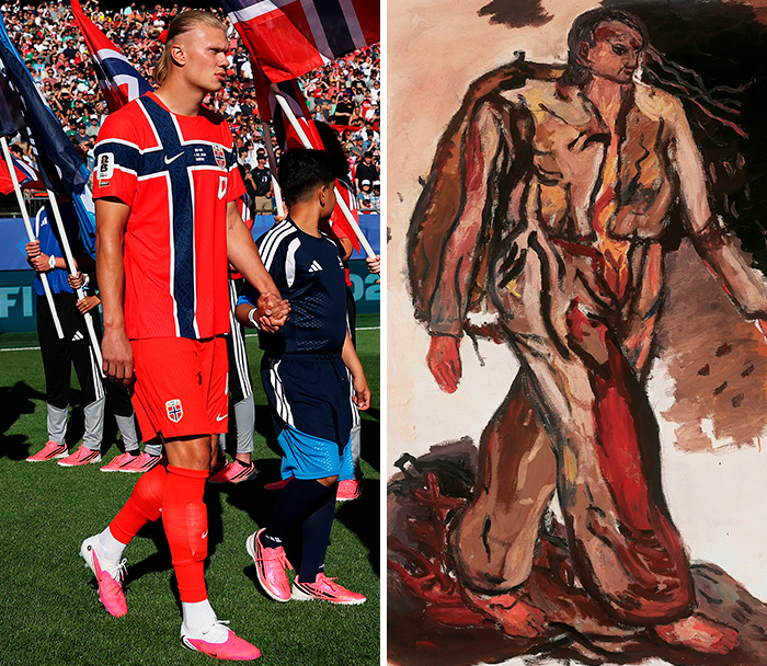 Erling Haaland Holding Hands = Modern Hero Painting
