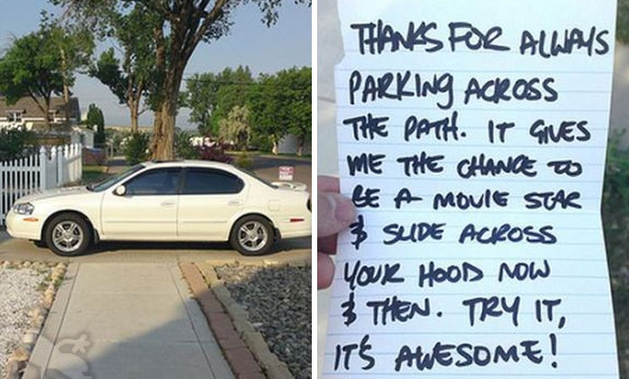 Here’s A Friendly PSA: Don’t Park In The Middle Of The Path