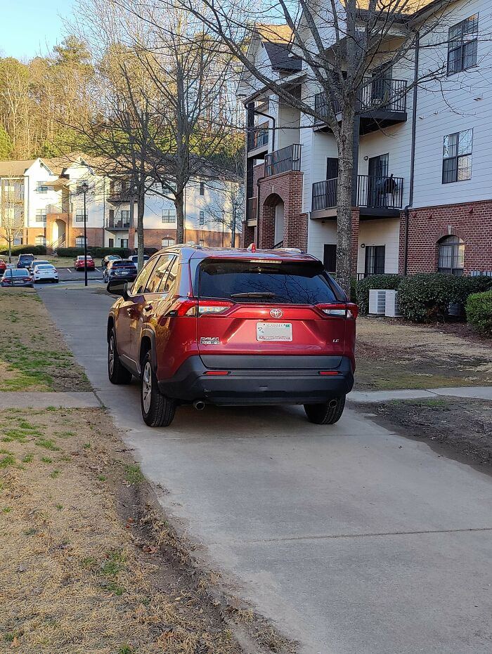 Why Park In A Walkway? So No One Else Can Fit, Of Course!
