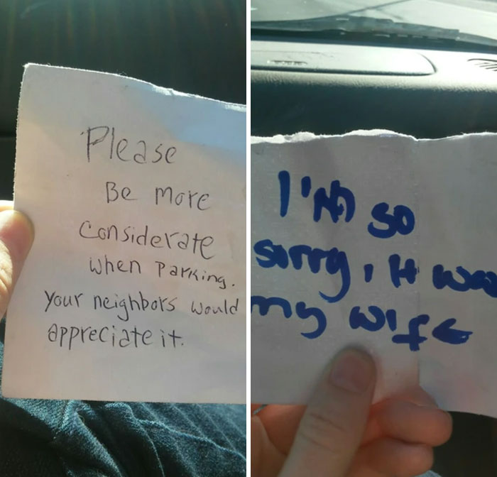 Neighbor Parks Terribly, I Left A Note. Their Response? Priceless.