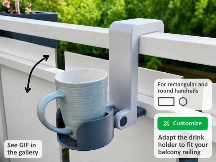 A Drink Holder That Clips Perfectly To Your Balcony Railing. Because Why Not?