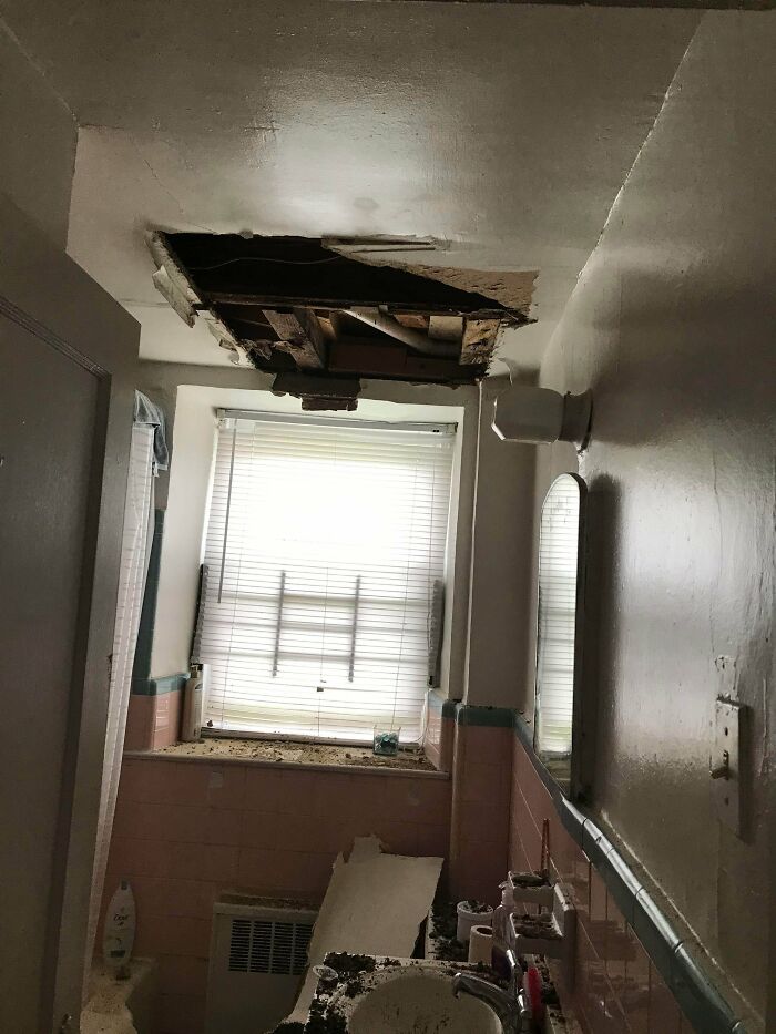 Bathroom Ceiling Falls Right After Use