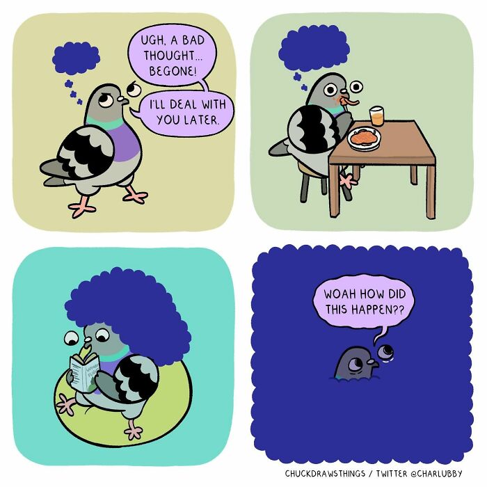 50 Hilarious Comics About Anxiety Featuring a Surprisingly Funny Pigeon