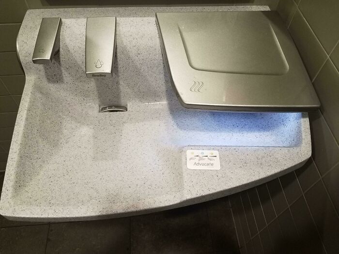Soap, Water & Hand Dryer All in One Sink? Clean Combo Delight!