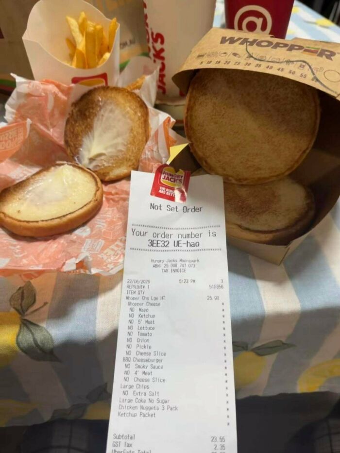 Oops! Paid $25 for Two Toasted Buns With Literally No Meat or Sauce