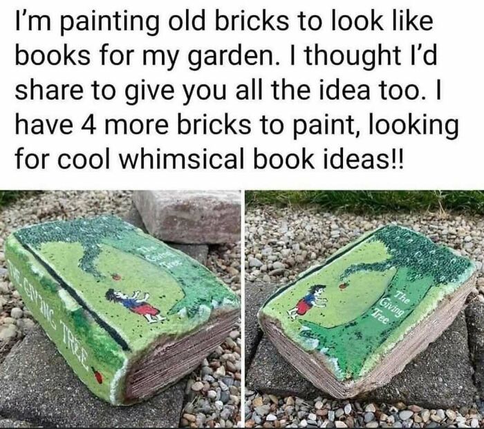 Old Bricks Painted Like Books? Garden Goals!