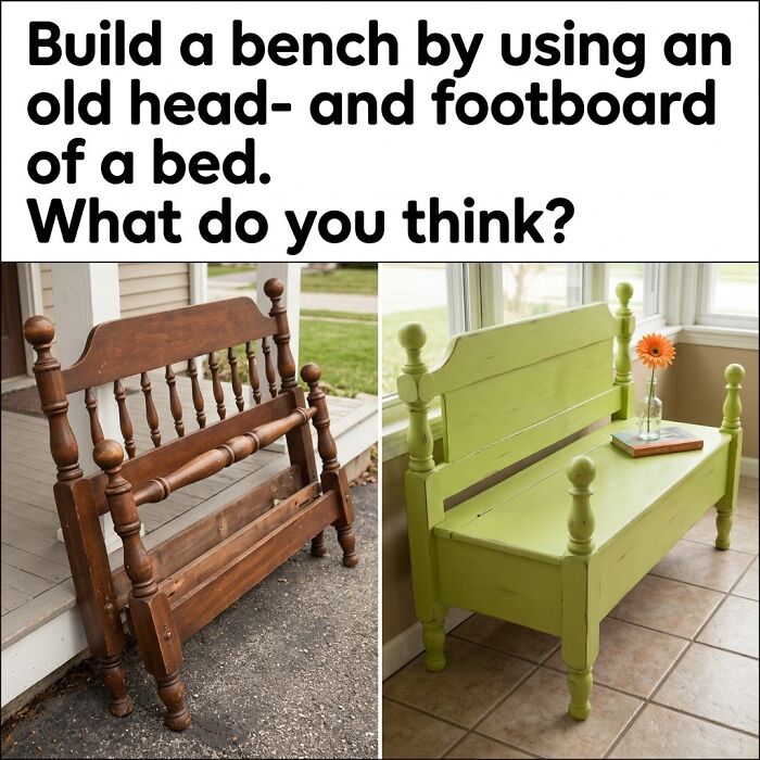 Old Bed Frame? Nah, It's A Fresh Green Bench Now