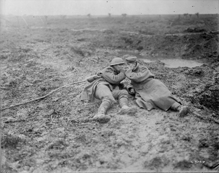 Two Wounded Soldiers Sharing a Smoke in the Mud, 1917 (Oddly Heartwarming)