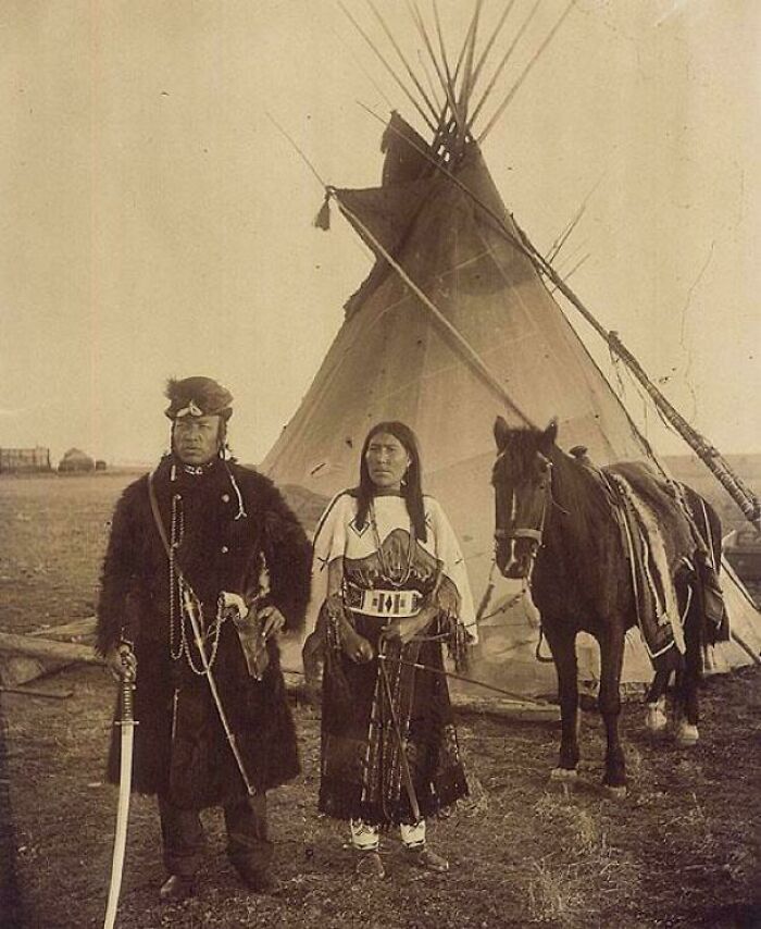 Dog Child And Wife Of Native Scout, Alberta 1890 (Held A Japanese Sword — Fancy!)