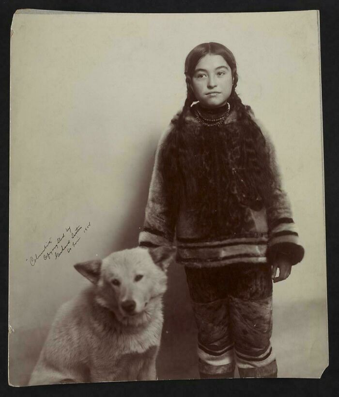 Inuit Girl Nancy Columbia And Dog, Missouri 1904 (Cutest Duo Alert)