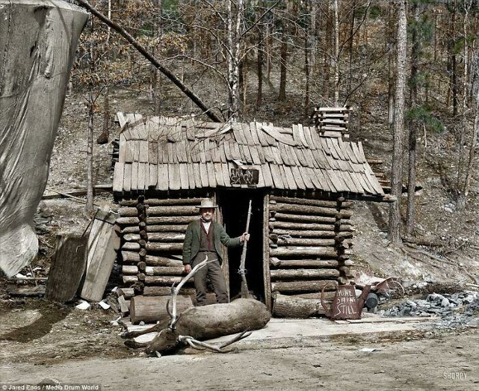 Cowboy In Front Of Cabin, Arkansas 1901 (Rugged And Ready)