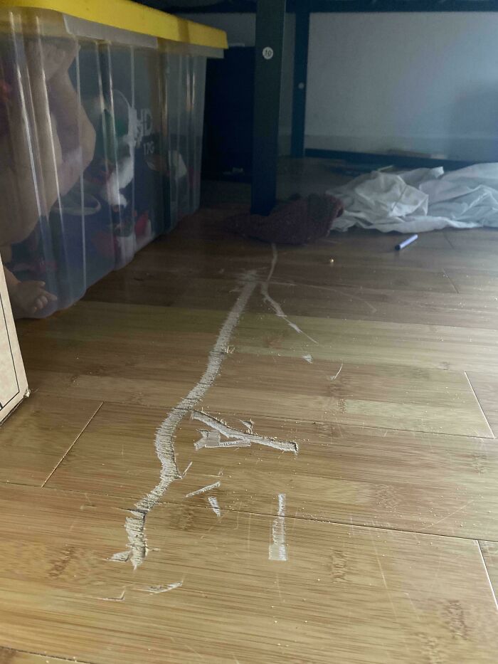 Yikes! Bed Leg Broke And Scratched The Floor Bad