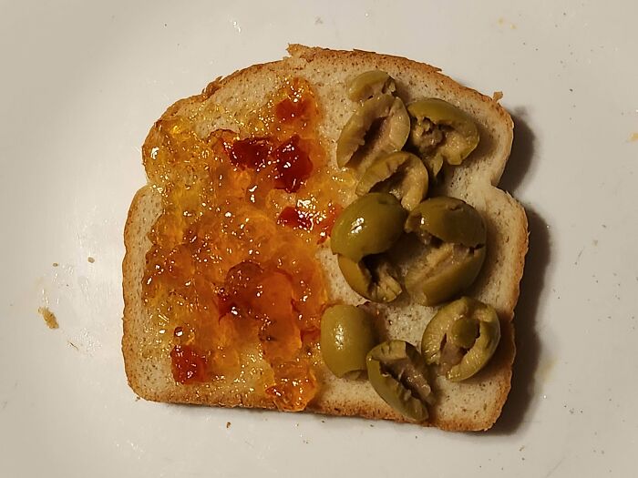 Anchovy Olives and Pepper Jelly Sandwich—Nope