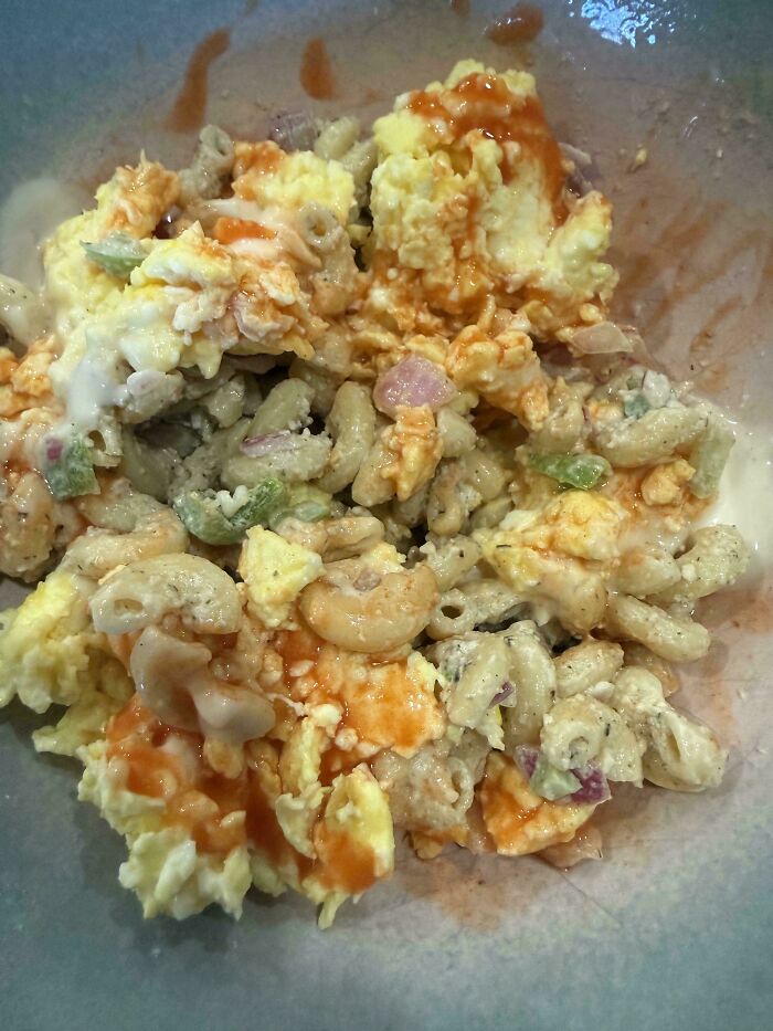 Leftover Mac Salad, Eggs & Ranch Madness