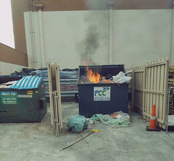 Coworker Somehow Started an Actual Dumpster Fire. Yep, For Real.