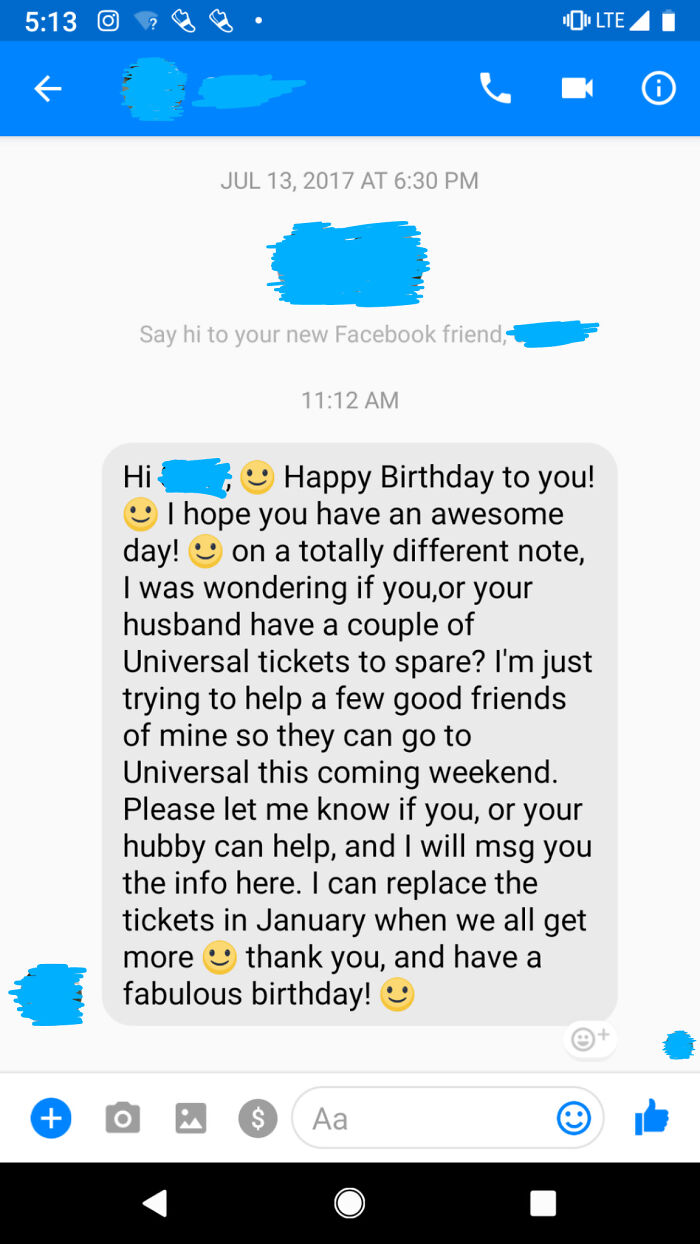 Former Coworker Texted Me for Theme Park Tickets on My Birthday. Classy!
