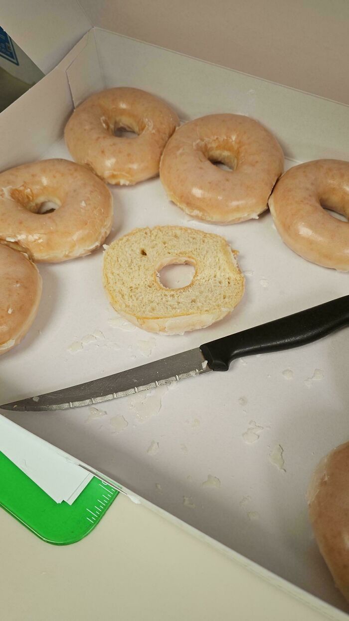 What Kind of Monster Cuts a Donut Like a Bagel? Someone at Work, That’s Who!