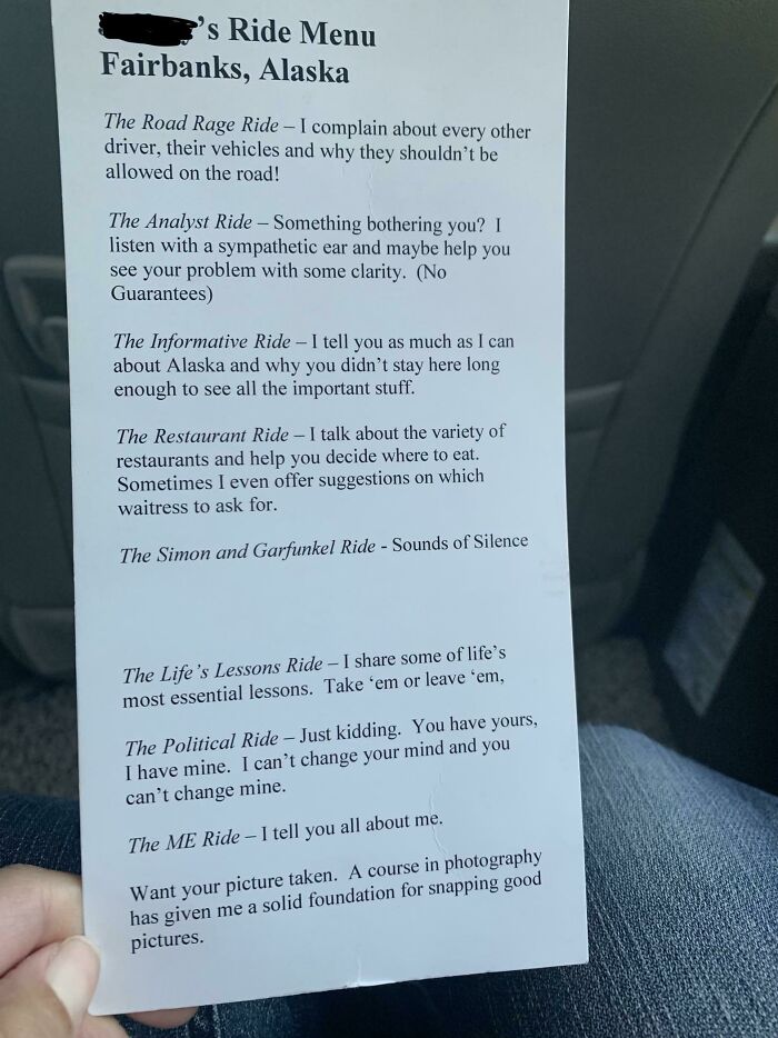Uber Driver Gives You a Conversation Menu So You Can Pick Your Chat Level During the Ride