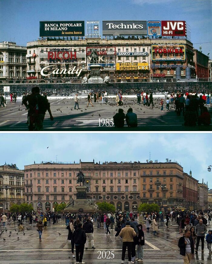 Milan’s Piazza Del Duomo Then and Now: 1985 vs. 2025 Snapshots