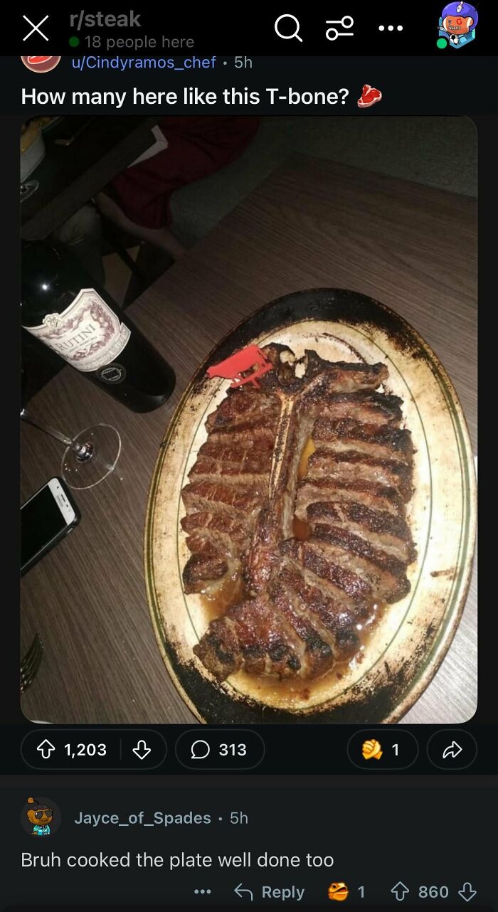 On T-Bone Steaks (Juicy Roasts Served Here)