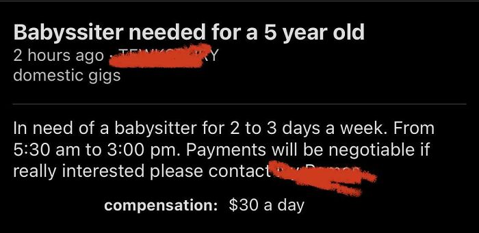 $3 An Hour To Babysit Your 5-Year-Old? Yeah, No Thanks