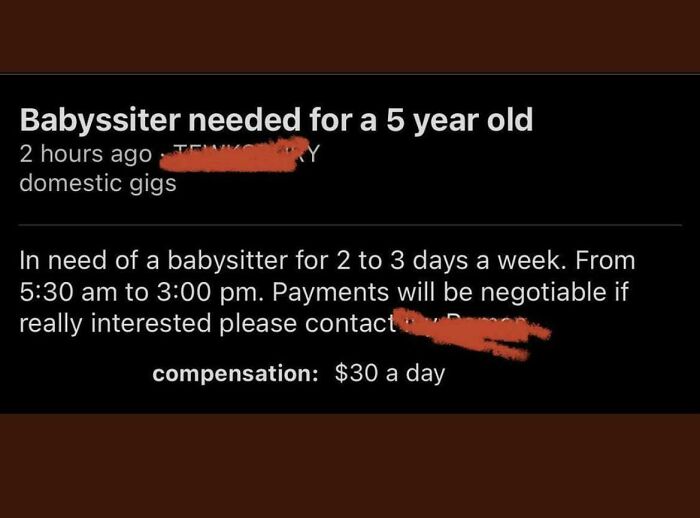 Babysit My Child For $5 An Hour, MAX $7. What A Deal!