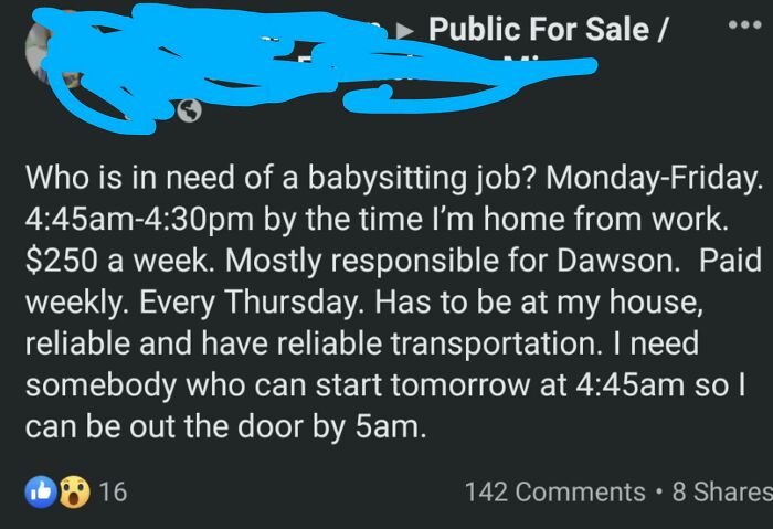$250 A Week For 69 Hours Babysitting—Single Mom Sympathy Card Activated
