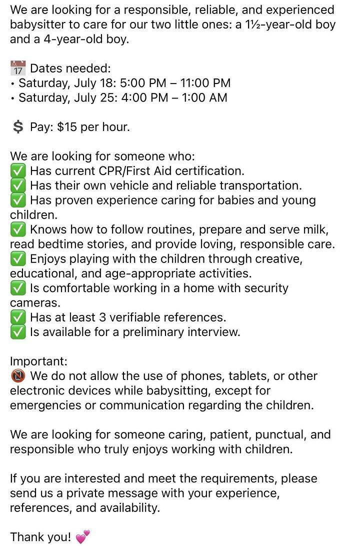 No Phone Use & $15/Hour For 2 Kids – Babysitting Rules 101