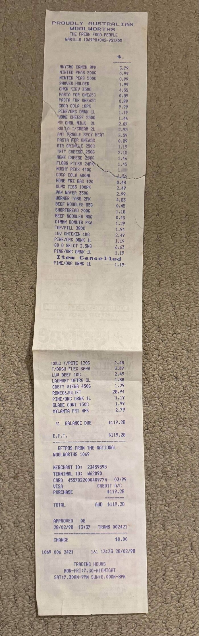 Woolworths Receipt From ’98 Will Give You Serious Nostalgia