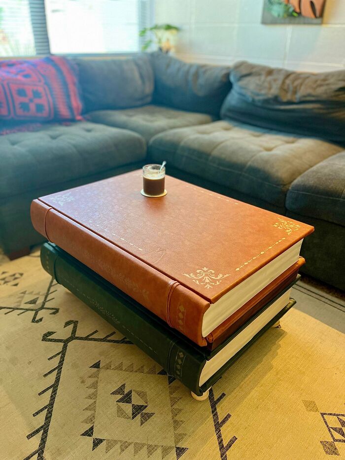 This Coffee Table Is Just A Stack Of Books, But Somehow It Works