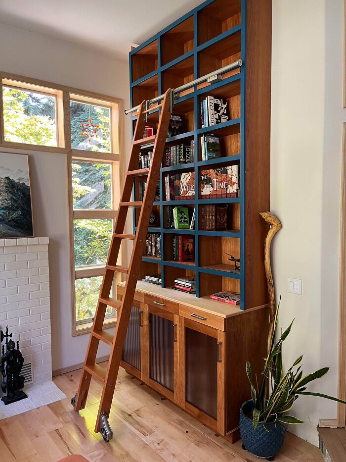 I Built A 13ft Bookcase And A Ladder To Reach It Too!