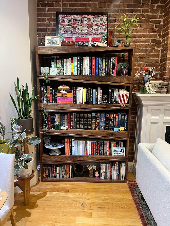 Built A New Bookshelf Designed By Me And My Fiancée—Teamwork!