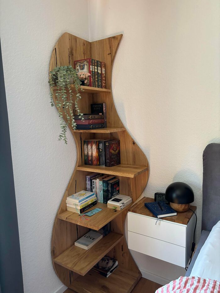 Elliptic Oak Corner Shelf That Fits Like A Dream