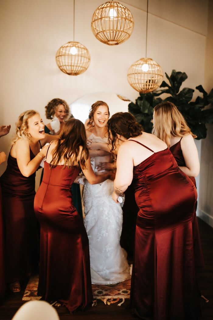 Bridesmaids Mopping My Sweat In Insane Humidity Before Ceremony