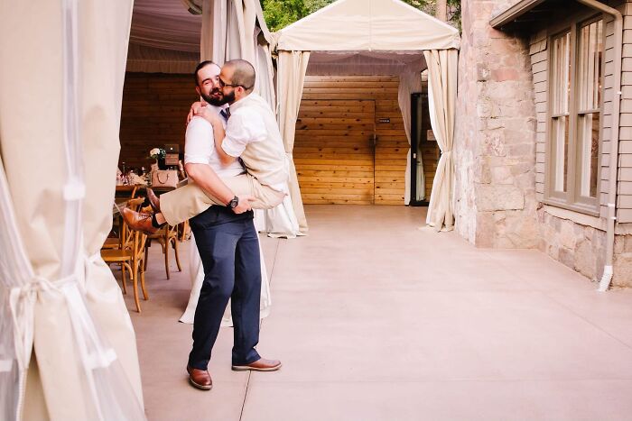 My Husband In Tan. Later He Twerked On A Table. No Pics, Sorry.