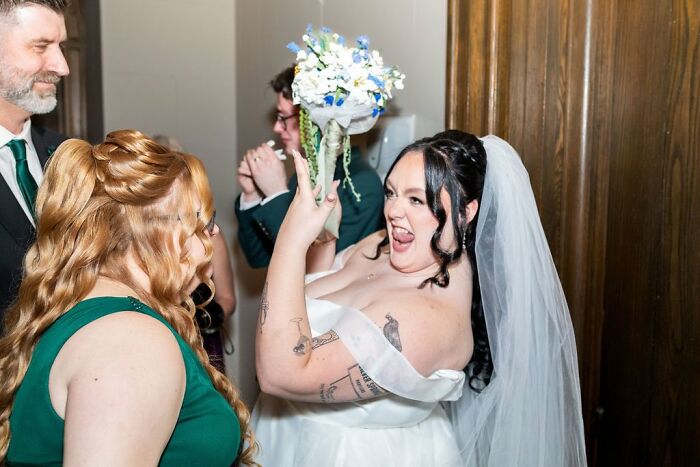 Showing Off My Rings While Husband Bawled Behind Me. Classic Wedding Mood Swings!