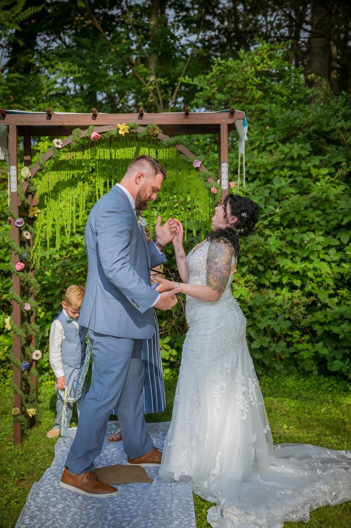 Backyard Ceremony Kiss Almost Didn’t Happen Because I Lost My Balance