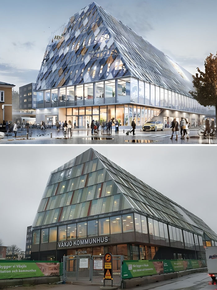 Växjö’s Municipal Building: Render vs. Reality Rematch