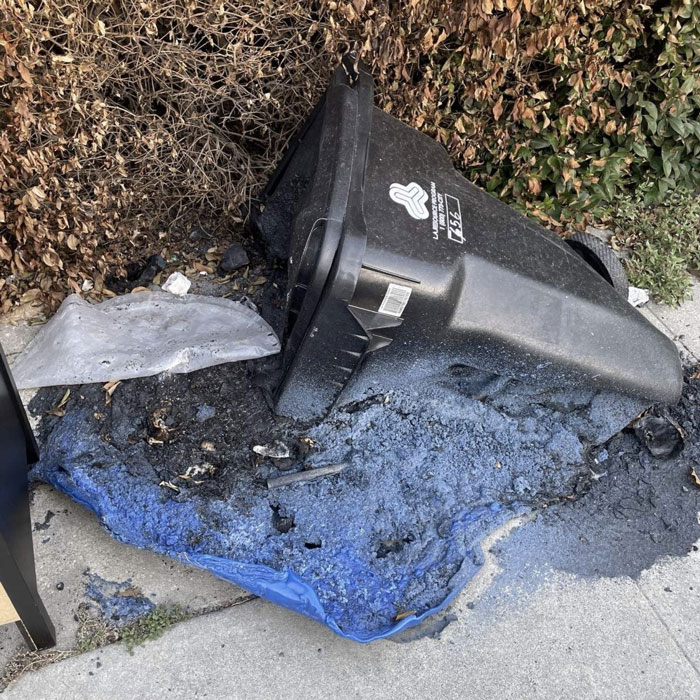 Trash Bin Turned into a Melty Sculpture Thanks to the Heatwave