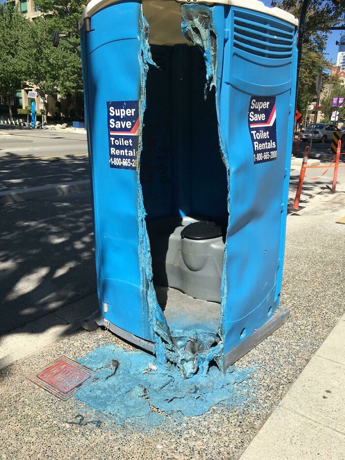 Porta Potty Melted by Heatwave? Looks Like Someone Had Too Much Arby's