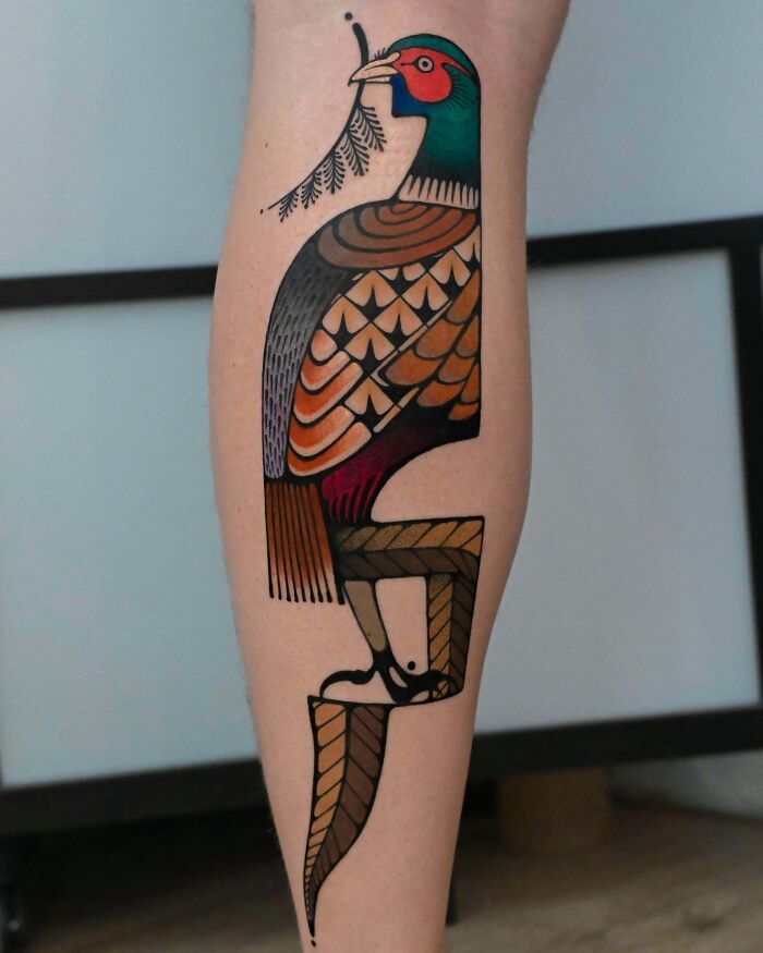 Pheasant Tattoo From Ellicott City That’s Bird-Brained Cool
