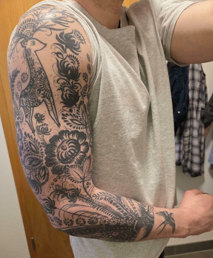 Cheering On Blue Collar Dudes With Flower Ink