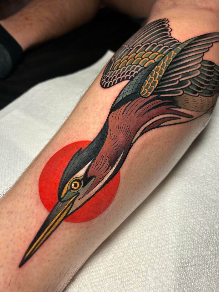 Green Heron Tattoo That’s Cool And Calm